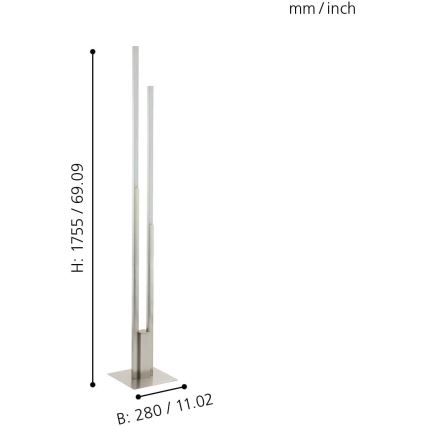 Eglo 55972 - LED RGBW himmennettävä lattiavalaisin FRAIOLI-C LED/34W/230V 2700-6500K mattakromi + kaukosäädin