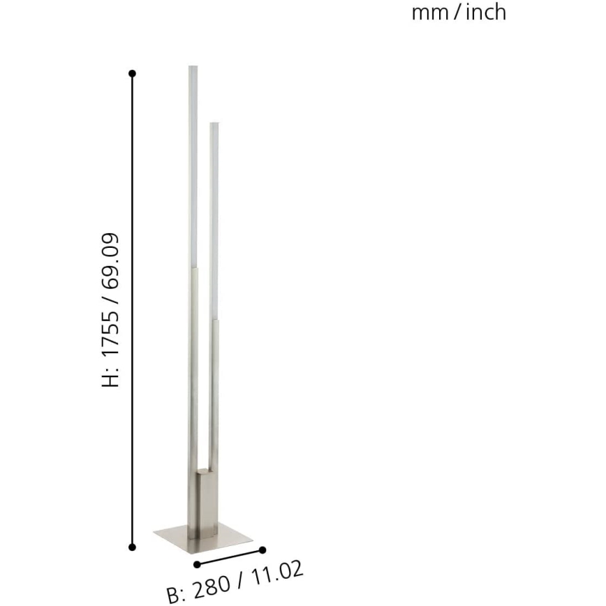Eglo 55972 - LED RGBW himmennettävä lattiavalaisin FRAIOLI-C LED/34W/230V 2700-6500K mattakromi + kaukosäädin
