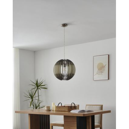 Eglo 63256 - OLMERO PRO riippuvalaisin vaijerilla 1xE27/60W/230V Ø 40 cm harmaa/valkoinen