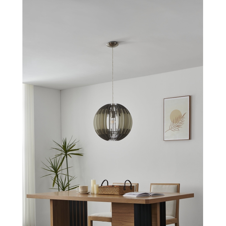 Eglo 63256 - OLMERO PRO riippuvalaisin vaijerilla 1xE27/60W/230V Ø 40 cm harmaa/valkoinen