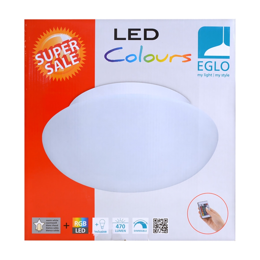 Eglo 75351 - LED RGB himmennettävä kattovalaisin ELLA-C 1xE27/7,5W/230V + kaukosäädin