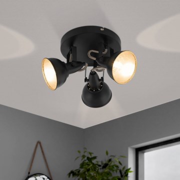 Eglo 75514 - Kohdevalaisin THORNTON 3xE14/28W/230V musta/kultainen