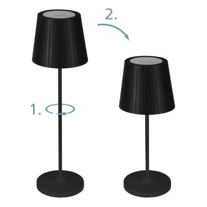 Eglo - LED himmennettävä ulkokäyttöön ladattava pöytälamppu LED/3,8W/5V 2400/3000/4000K 2000 mAh IP44 musta
