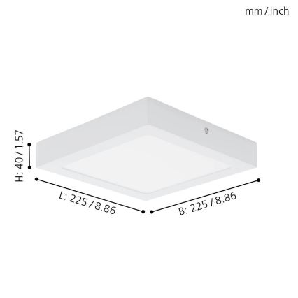 Eglo 78202 - LED-kattovalaisin FUEVA LED/16,5W/230V 22,5x22,5 cm