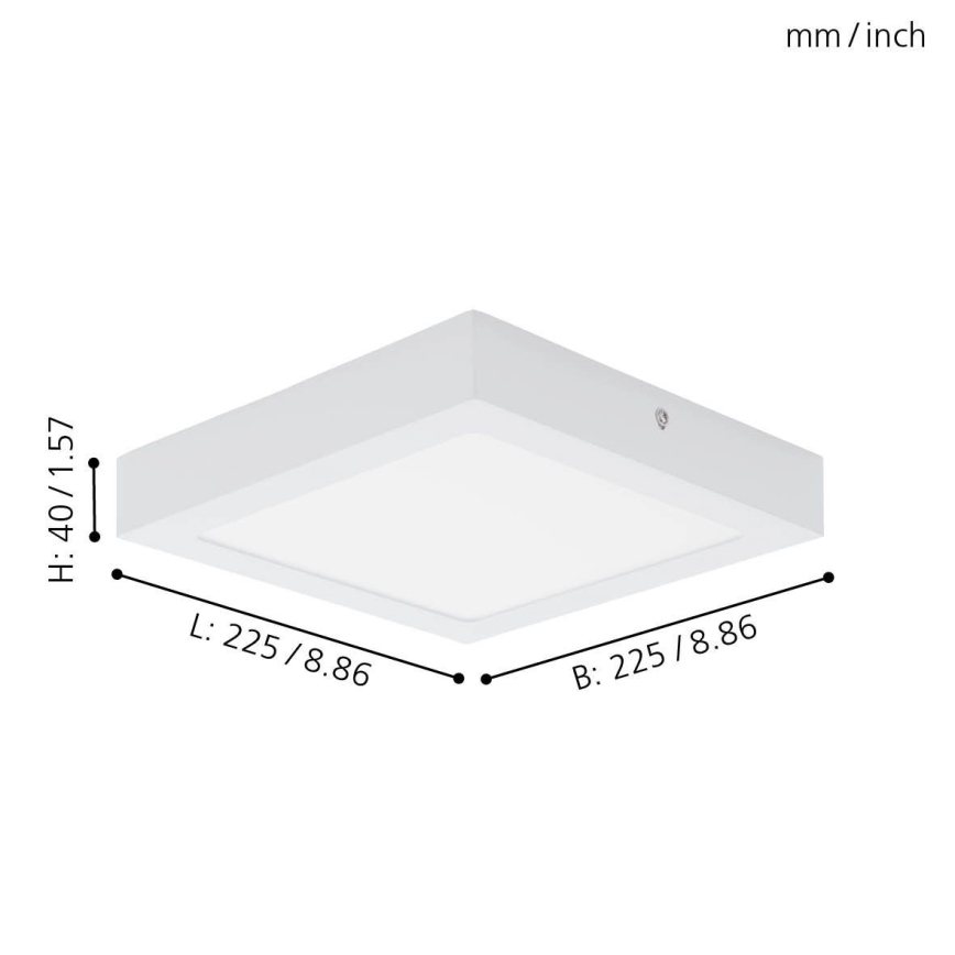 Eglo 78202 - LED-kattovalaisin FUEVA LED/16,5W/230V 22,5x22,5 cm