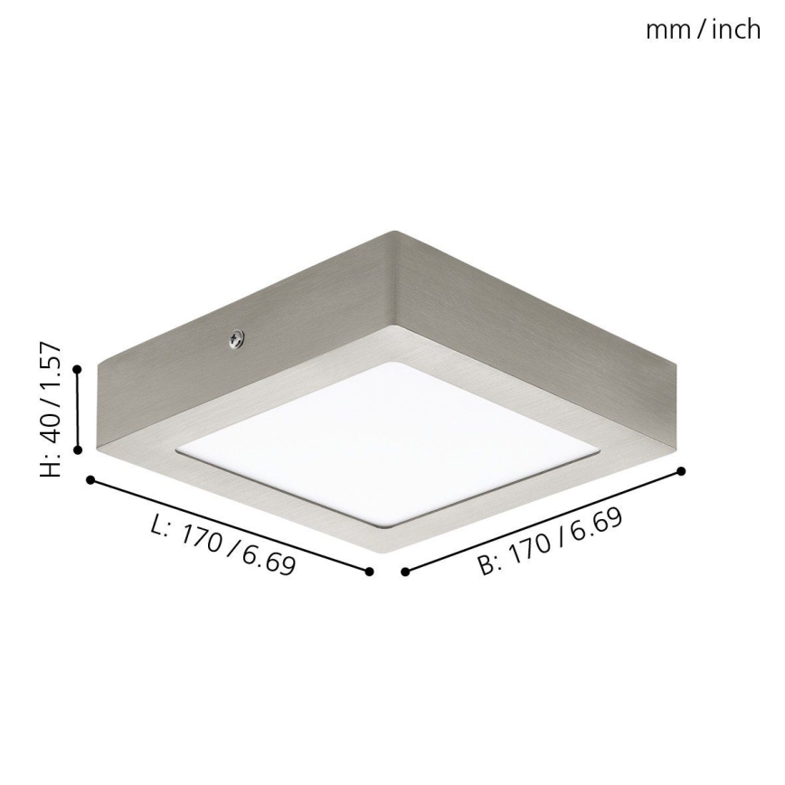 Eglo 78215 - LED-kattovalaisin FUEVA, 10,9 W / 230 V, 17 x 17 cm, mattakromi