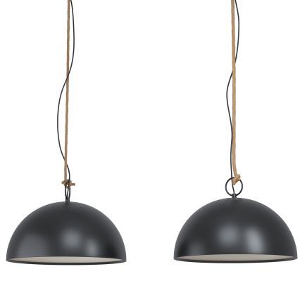 Eglo 78444 - Kattokruunu johdossa HODSOLL 2xE27/40W/230V musta/ruskea