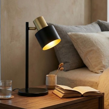 Eglo 79375 - Pöytävalaisin FIUMARA 1xE27/60W/230V musta/kulta