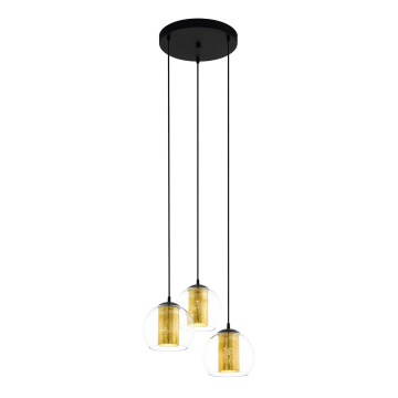 Eglo 79458 - BOLSANO riippuvalaisin kaapelilla 3xE27/28W/230V kultainen/musta