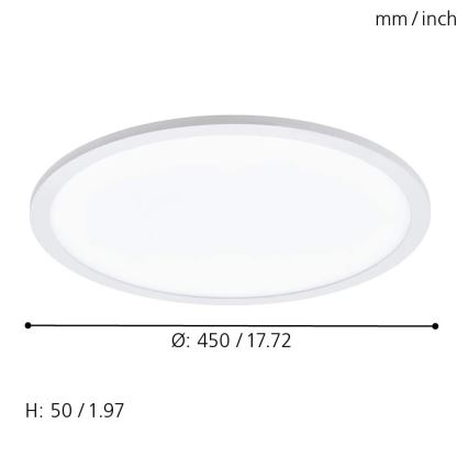 Eglo 79469 - Himmennettävä LED-kattovalaisin POZZALLO LED/21W/230V 2700-6500K valkoinen + kauko-ohjaus