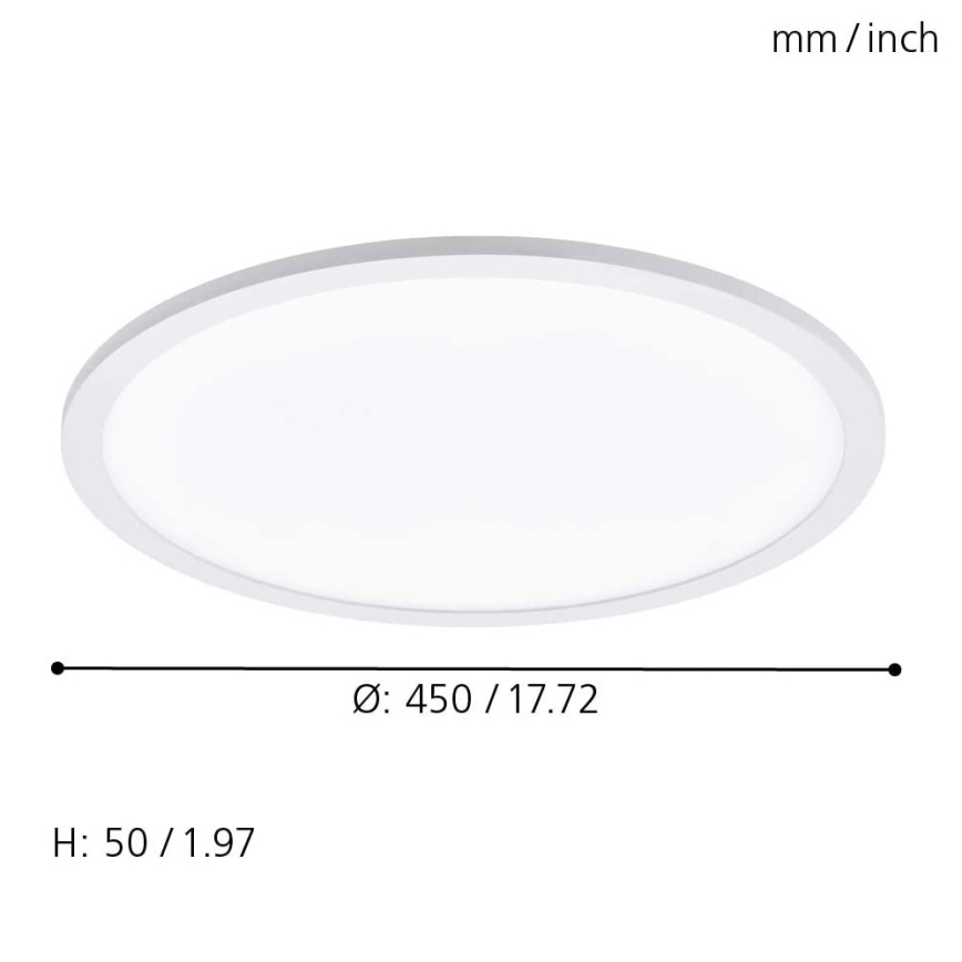 Eglo 79469 - Himmennettävä LED-kattovalaisin POZZALLO LED/21W/230V 2700-6500K valkoinen + kauko-ohjaus