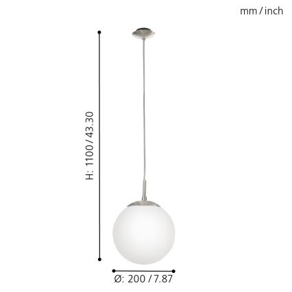 EGLO - Kattokruunu johdossa 1xE27/60W/230V halkaisija 20 cm