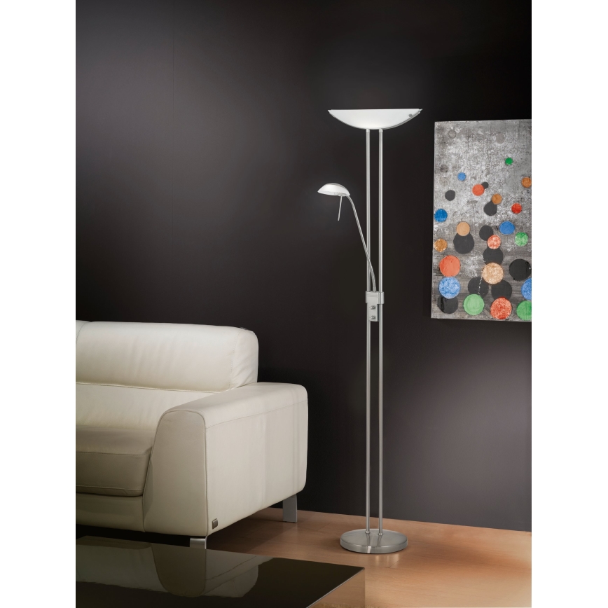 EGLO - Himennettävä lattiavalaisin BAYA 1xR7s/230W+1xG9/33W, mattakromi