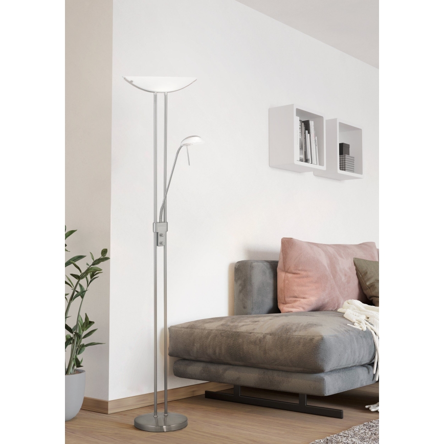 EGLO - Himennettävä lattiavalaisin BAYA 1xR7s/230W+1xG9/33W, mattakromi