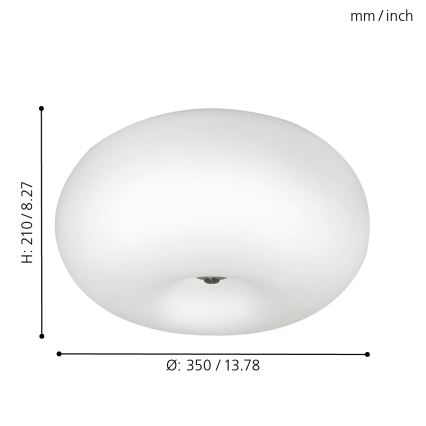EGLO - Kattovalo OPTICA 2xE27/60W/230V opaalilasi halkaisija 35 cm