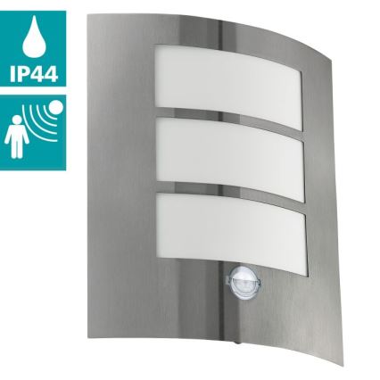 EGLO 88142 - Ulkoseinävalaisin anturilla CITY 1xE27/15W/230V IP44