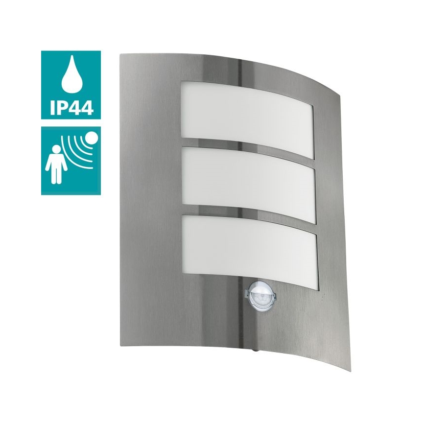 EGLO 88142 - Ulkoseinävalaisin anturilla CITY 1xE27/15W/230V IP44