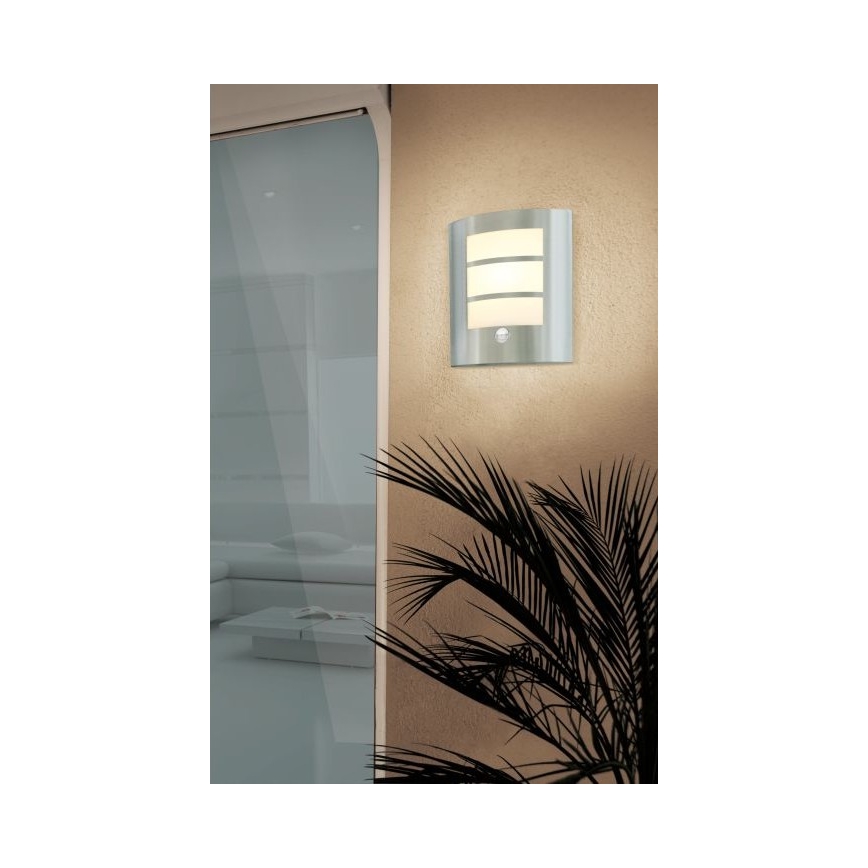 EGLO 88142 - Ulkoseinävalaisin anturilla CITY 1xE27/15W/230V IP44