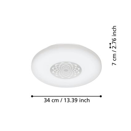 Eglo 900008 - CAPASSO LED-himmennettävä kattovalaisin LED/15,6W/230V 2700-6500K