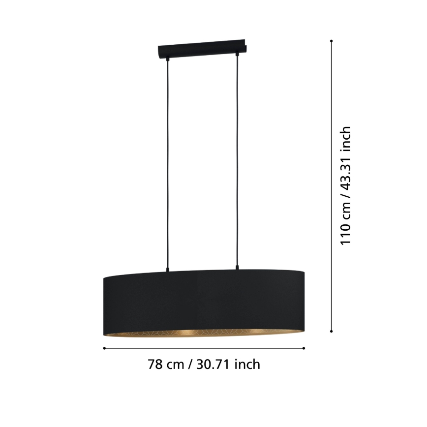 Eglo - Kattokruunu johdossa 2xE27/40W/230V