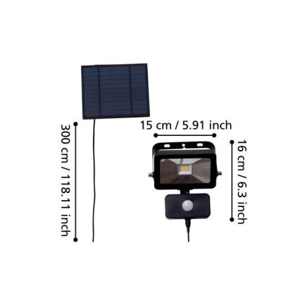 Eglo - LED Aurinkoprojektori liiketunnistimella 15xLED/0,03W/3,7V 2600 mAh IP44