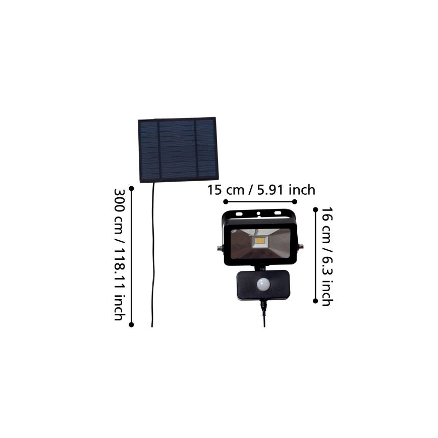 Eglo - LED Aurinkoprojektori liiketunnistimella 15xLED/0,03W/3,7V 2600 mAh IP44
