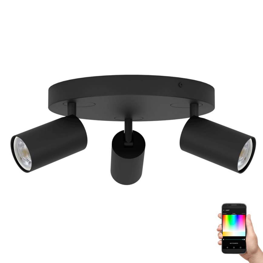 Eglo - LED RGBW Himmennettävä kohdevalo 3xGU10/4,9W/230V musta