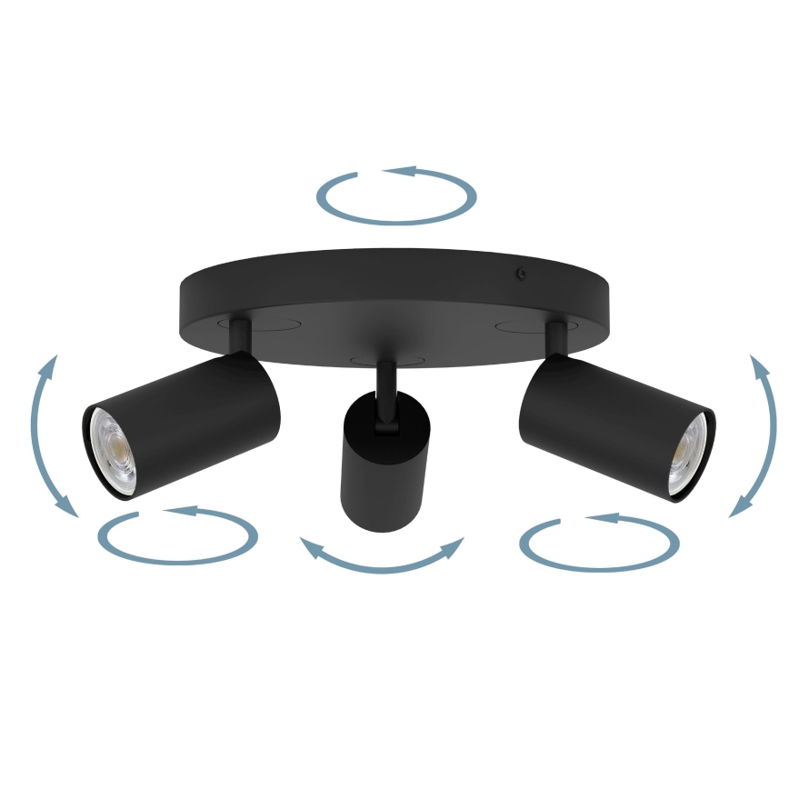 Eglo - LED RGBW Himmennettävä kohdevalo 3xGU10/4,9W/230V musta