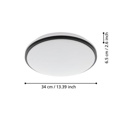 Eglo - LED-kattovalaisin kylpyhuoneeseen LED/15,6W/230V IP44 musta