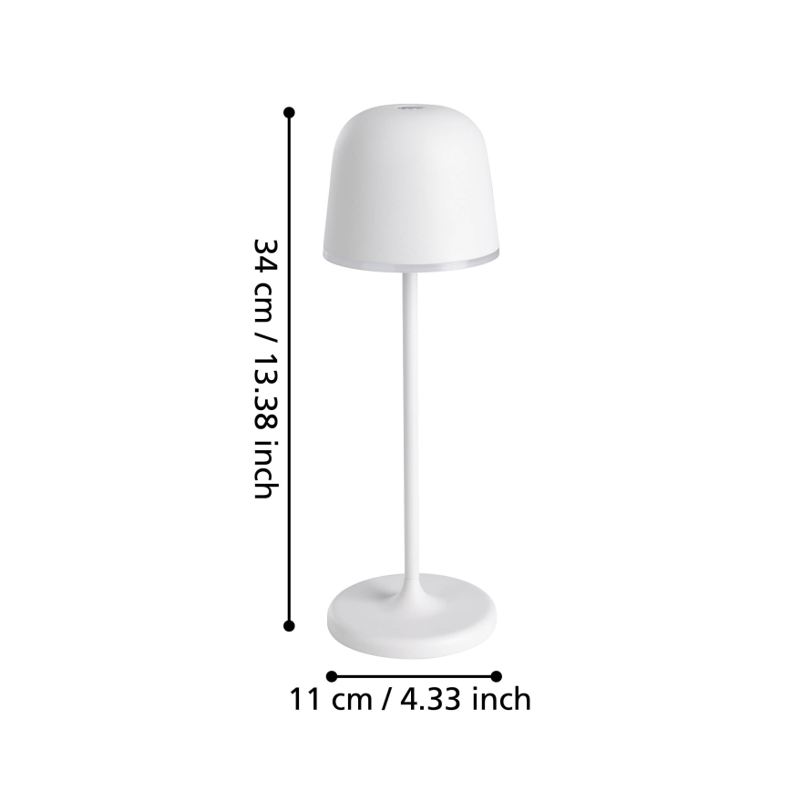 Eglo - LED himmennettävä ulkokäyttöön tarkoitettu ladattava lamppu LED/2,2W/5V 1800 mAh harmaa IP54
