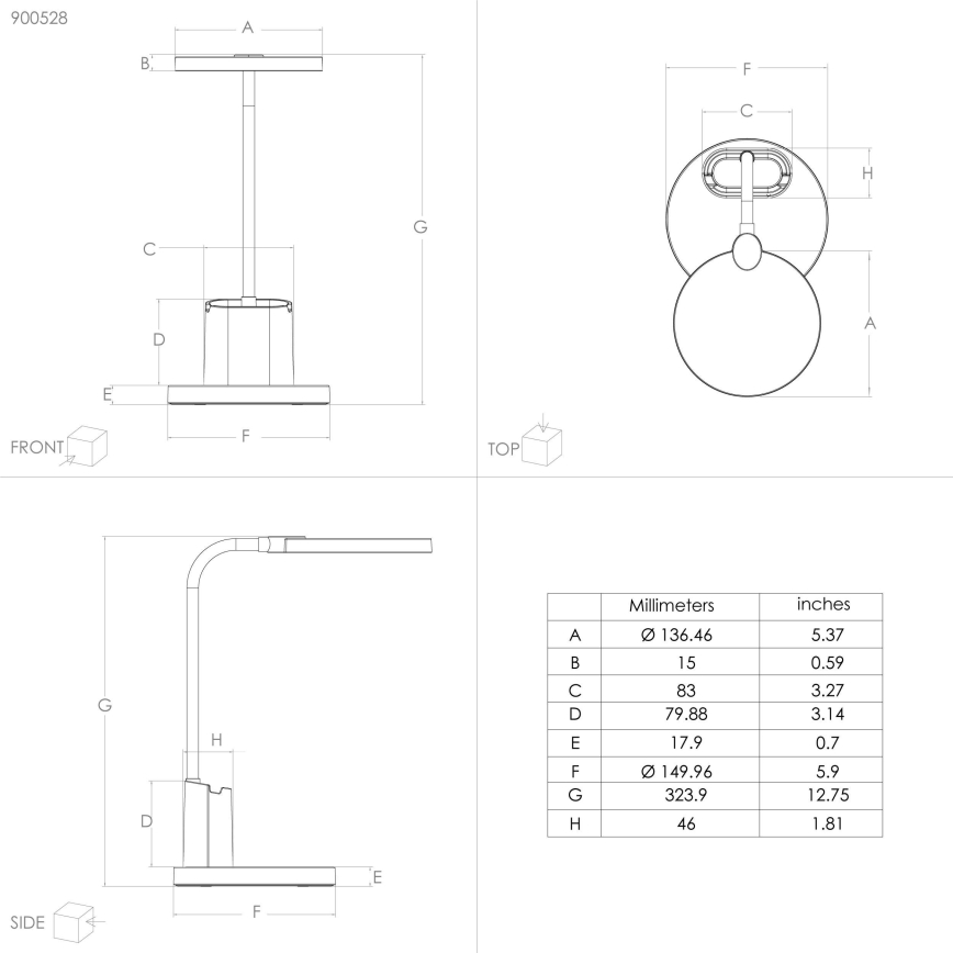 Eglo - LED Himmennettävä pöytävalaisin LED/2,1W/5V 1500 mAh 3000-6500K musta