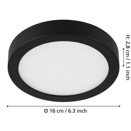 Eglo - himmennettävä LED-kattovalaisin LED/11W/230V musta halkaisija 16 cm