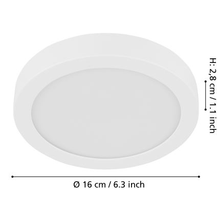 Eglo - himmennettävä LED-kattovalaisin LED/11W/230V, valkoinen, Ø 16 cm