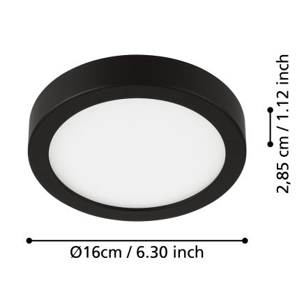Eglo - Kylpyhuoneen LED-kattovalaisin LED/11W/230V IP44 musta Ø 16 cm