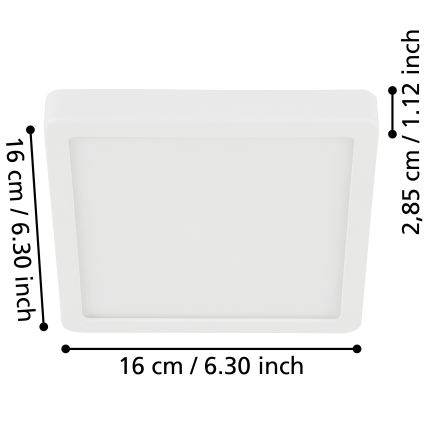 Eglo - LED-kylpyhuoneen kattovalaisin LED/11W/230V IP44, valkoinen, 16 x 16 cm