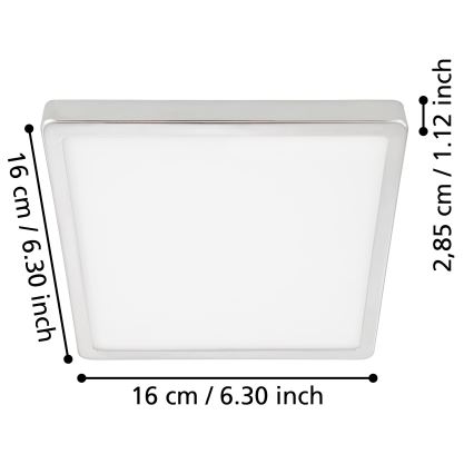 Eglo - LED-kattovalaisin kylpyhuoneeseen, LED/11W/230V, IP44, kiiltävä kromi, 16x16 cm