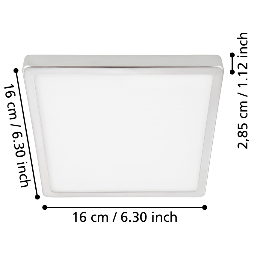 Eglo - LED-kattovalaisin kylpyhuoneeseen, LED/11W/230V, IP44, kiiltävä kromi, 16x16 cm