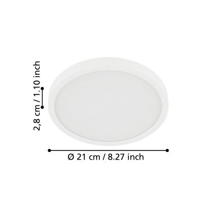Eglo - LED-kylpyhuoneen kattovalaisin LED/17W/230V valkoinen IP44 Ø 21 cm