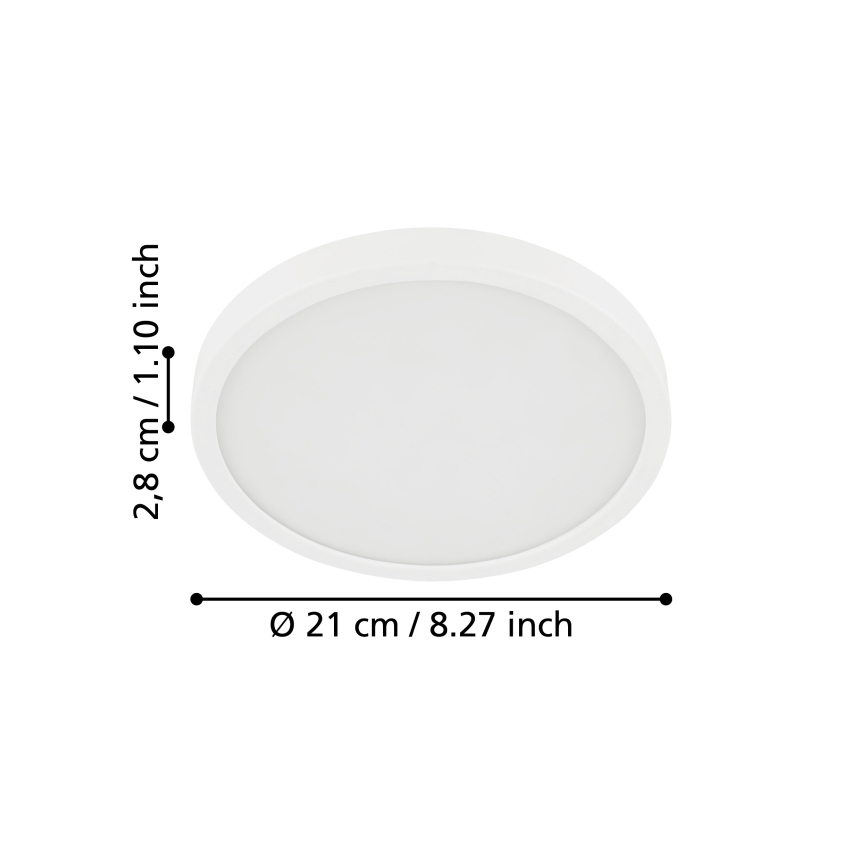 Eglo - LED-kylpyhuoneen kattovalaisin LED/17W/230V valkoinen IP44 Ø 21 cm
