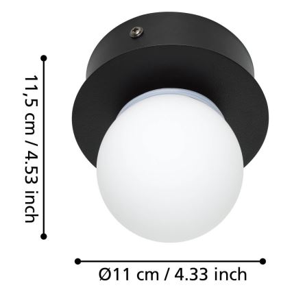 Eglo - LED-kattovalaisin kylpyhuoneeseen LED/3,3W/230V IP44 musta