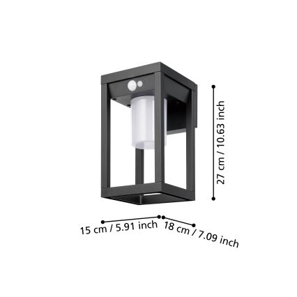 Eglo - LED aurinkokäyttöinen seinävalaisin sensorilla LED/3,7W/3,7V 2000 mAh IP44
