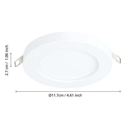 Eglo - LED-upotettava kattovalaisin LED/5,5W/230V 4000K valkoinen Ø 11,7 cm