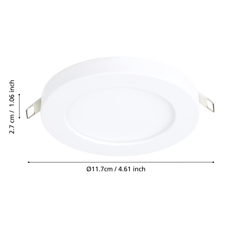 Eglo - LED-upotettava kattovalaisin LED/5,5W/230V 4000K valkoinen Ø 11,7 cm