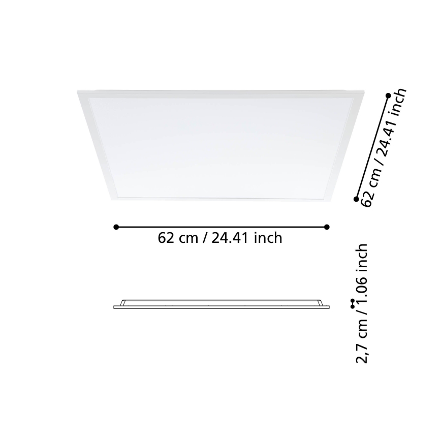 Eglo - pinta-asennettava LED-paneeli 33W/230V 62x62 cm