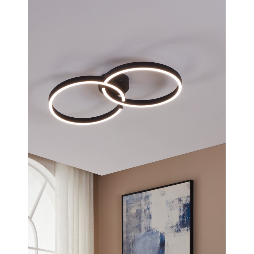 Eglo 900955 - LED RGBW Himmennettävä kattovalo LED/19,5W/230V 2700-6500K musta + kauko-ohjaus