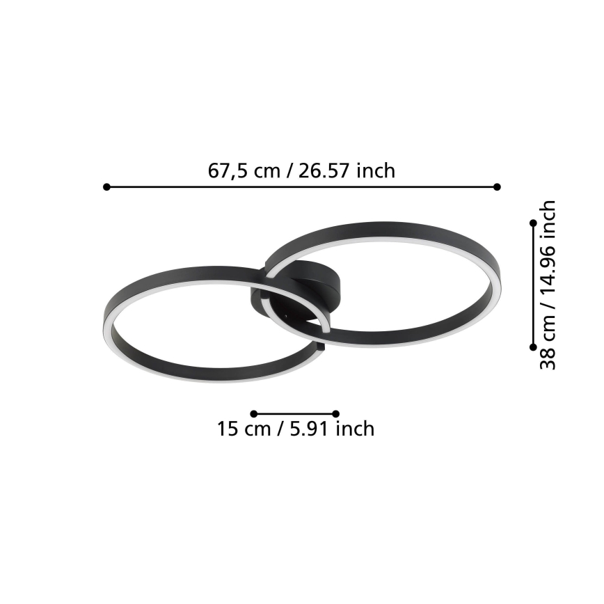 Eglo 900955 - LED RGBW Himmennettävä kattovalo LED/19,5W/230V 2700-6500K musta + kauko-ohjaus