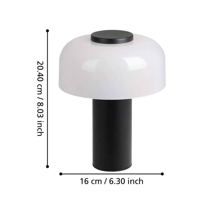 Eglo - LED Himmennettävä kosketus ulko lamppu LED/2,25W/5V 2400-4000K 5200 mAh IP44 musta/valkoinen