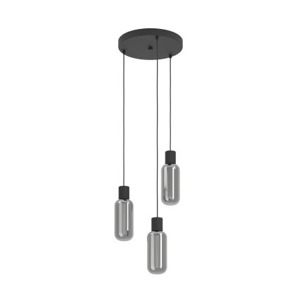 Eglo - Riippuvalaisin kaapelilla 3xE27/4W/230V musta/savunharmaa