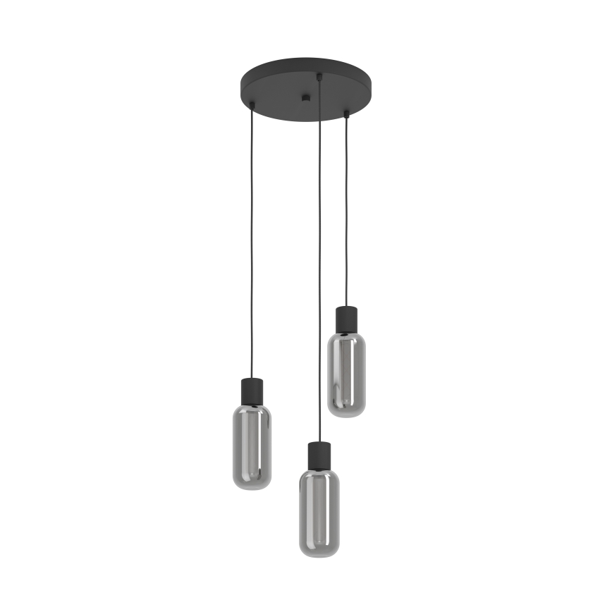 Eglo - Riippuvalaisin kaapelilla 3xE27/4W/230V musta/savunharmaa