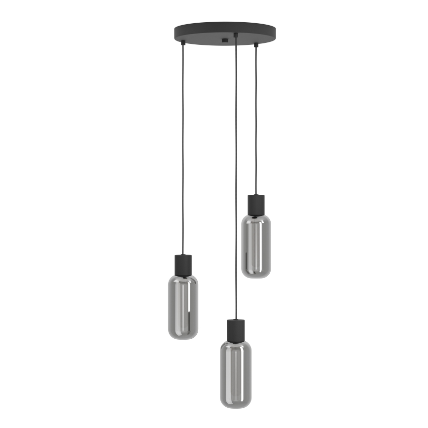 Eglo - Riippuvalaisin kaapelilla 3xE27/4W/230V musta/savunharmaa